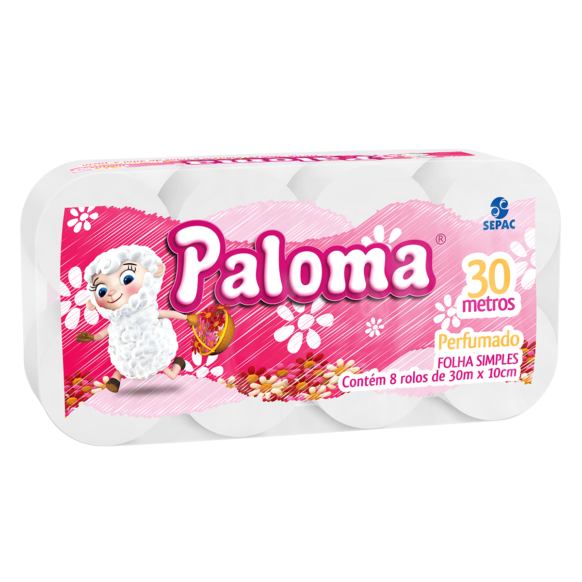 Papel Higiênico Folha Simples Perfumado com 08 rolos Paloma