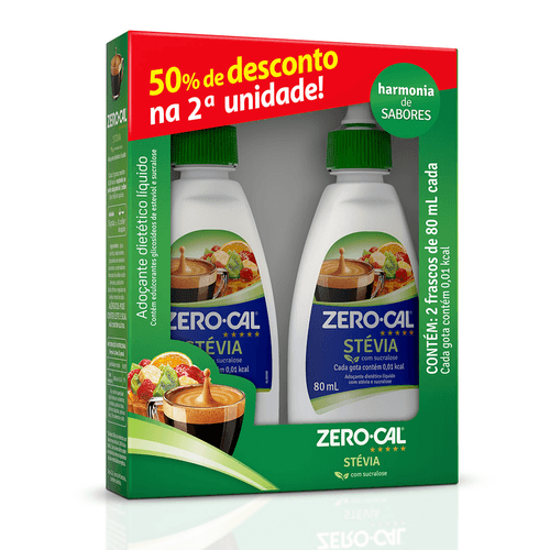 Adoçante Líquido Stévia 2x80ml Zero Cal