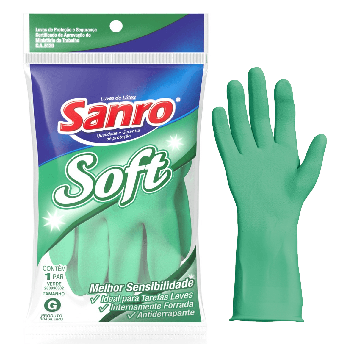 Luva Soft Verde G CA 5129 Sanro
