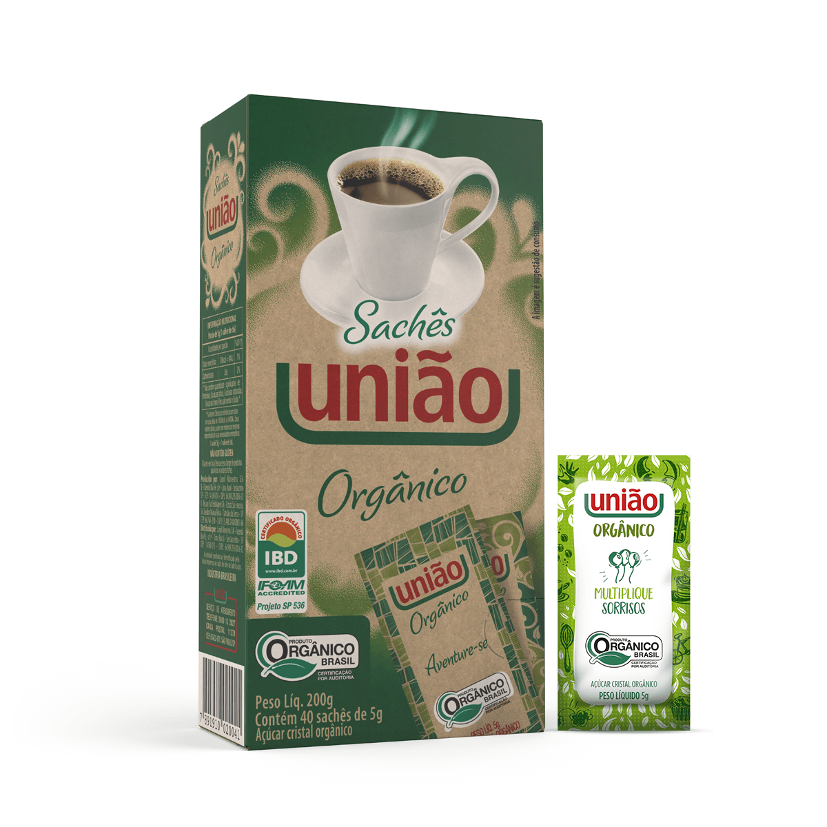 Açúcar Sachê Cristal Orgânico 40un União