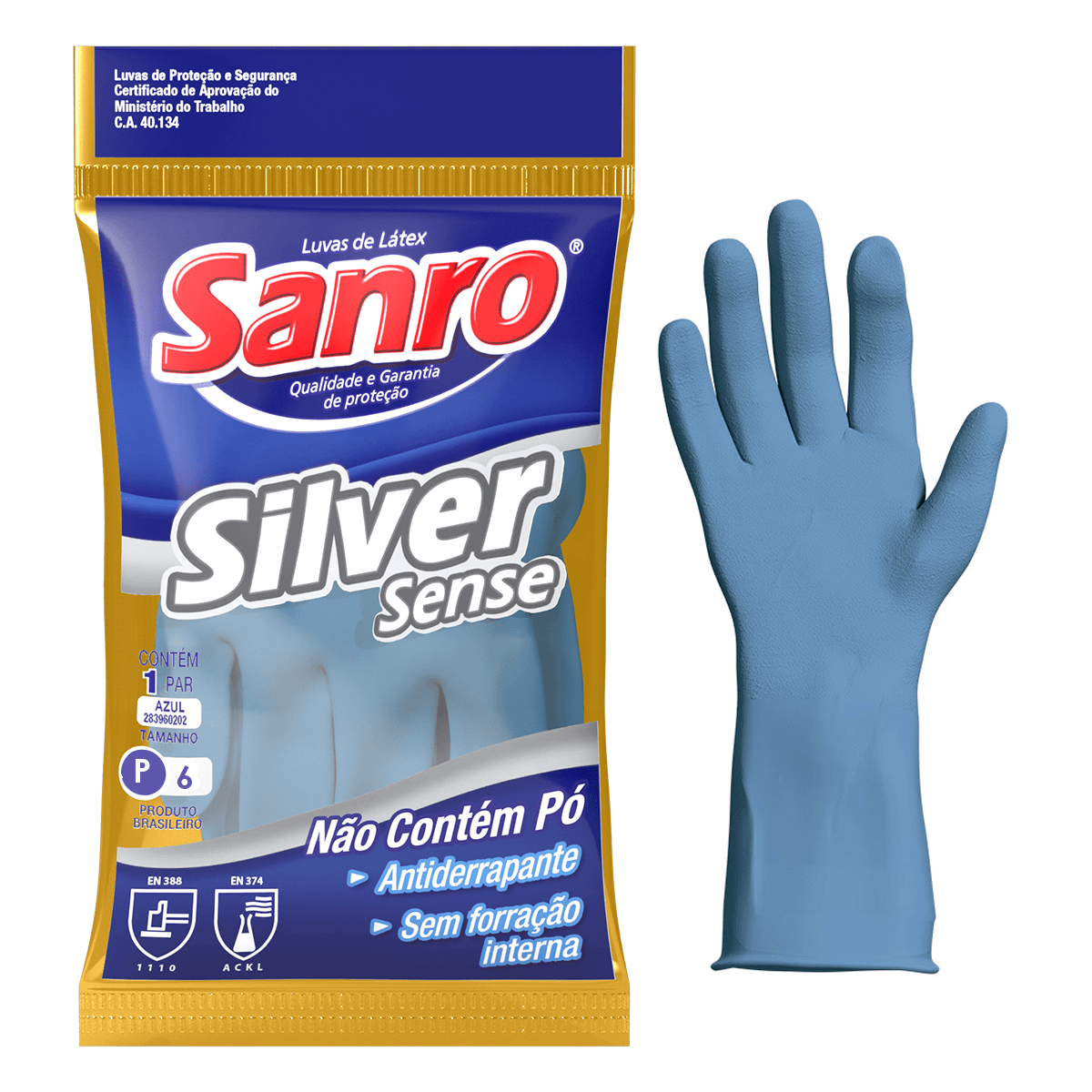 Luva Silver Azul P CA 40134 Sanro