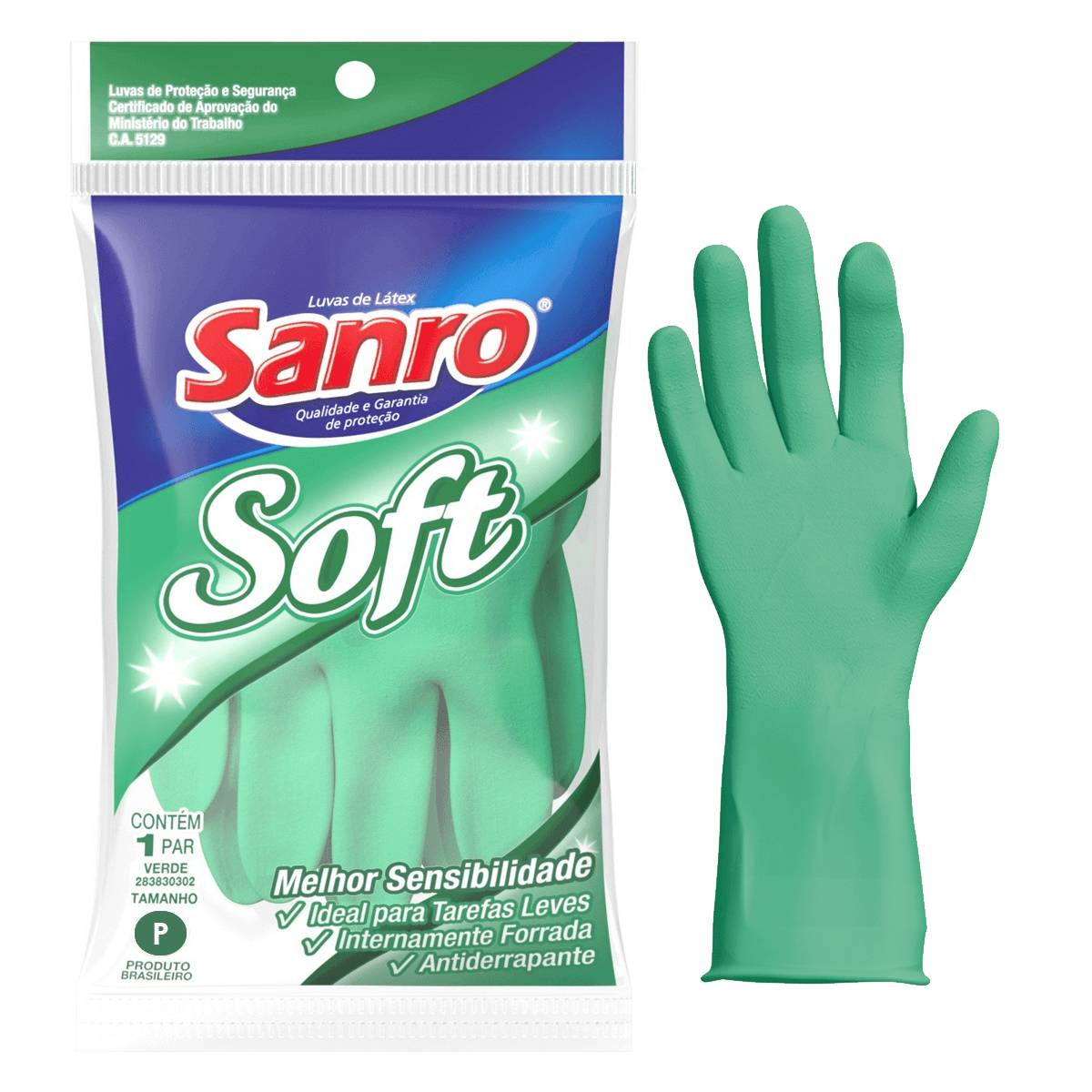 Luva Soft Verde P CA 5129 Sanro
