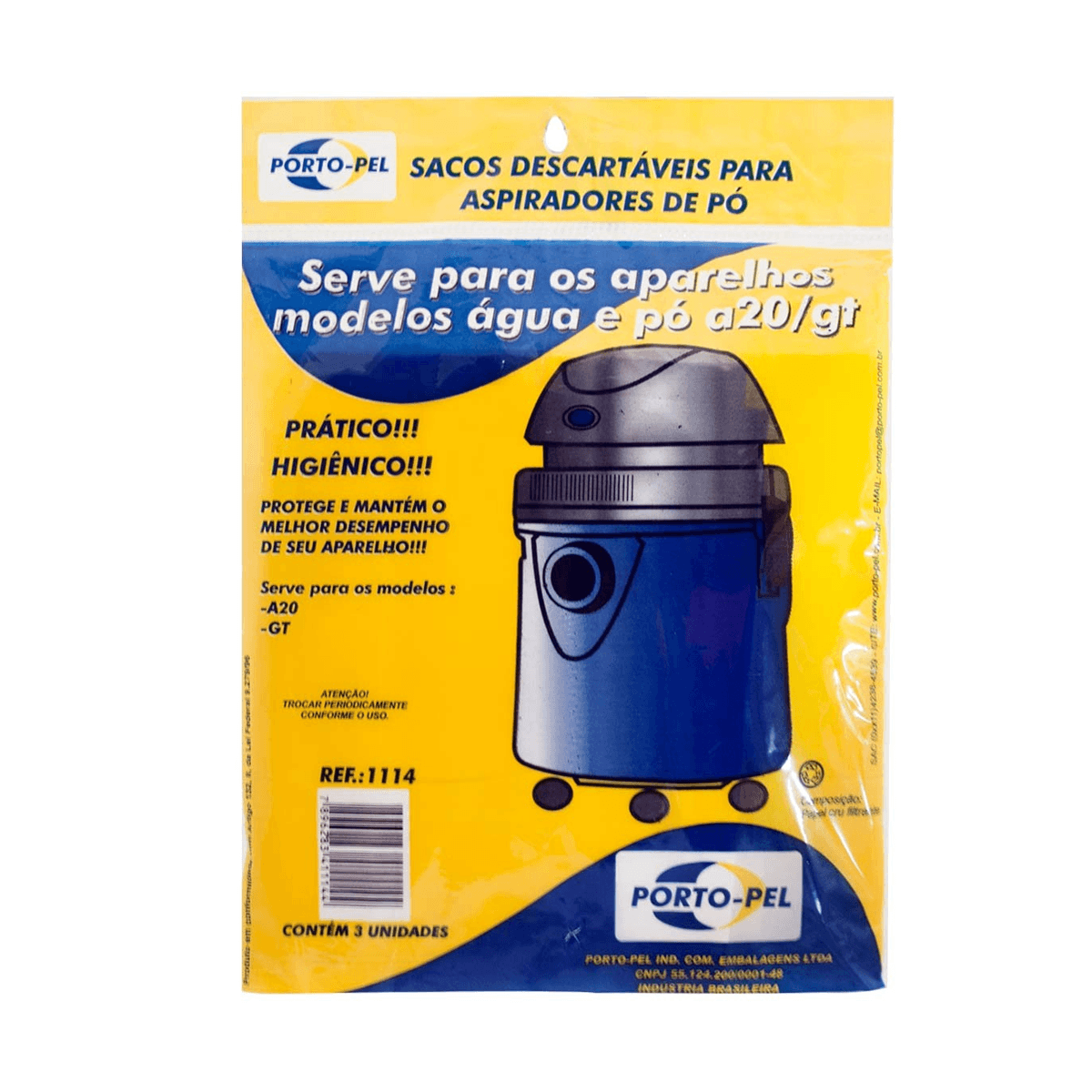 Saco para Aspirador Agua e Pó 6,5cm 20 WAP ST20/ GT GT2000/ GT3000 c/3