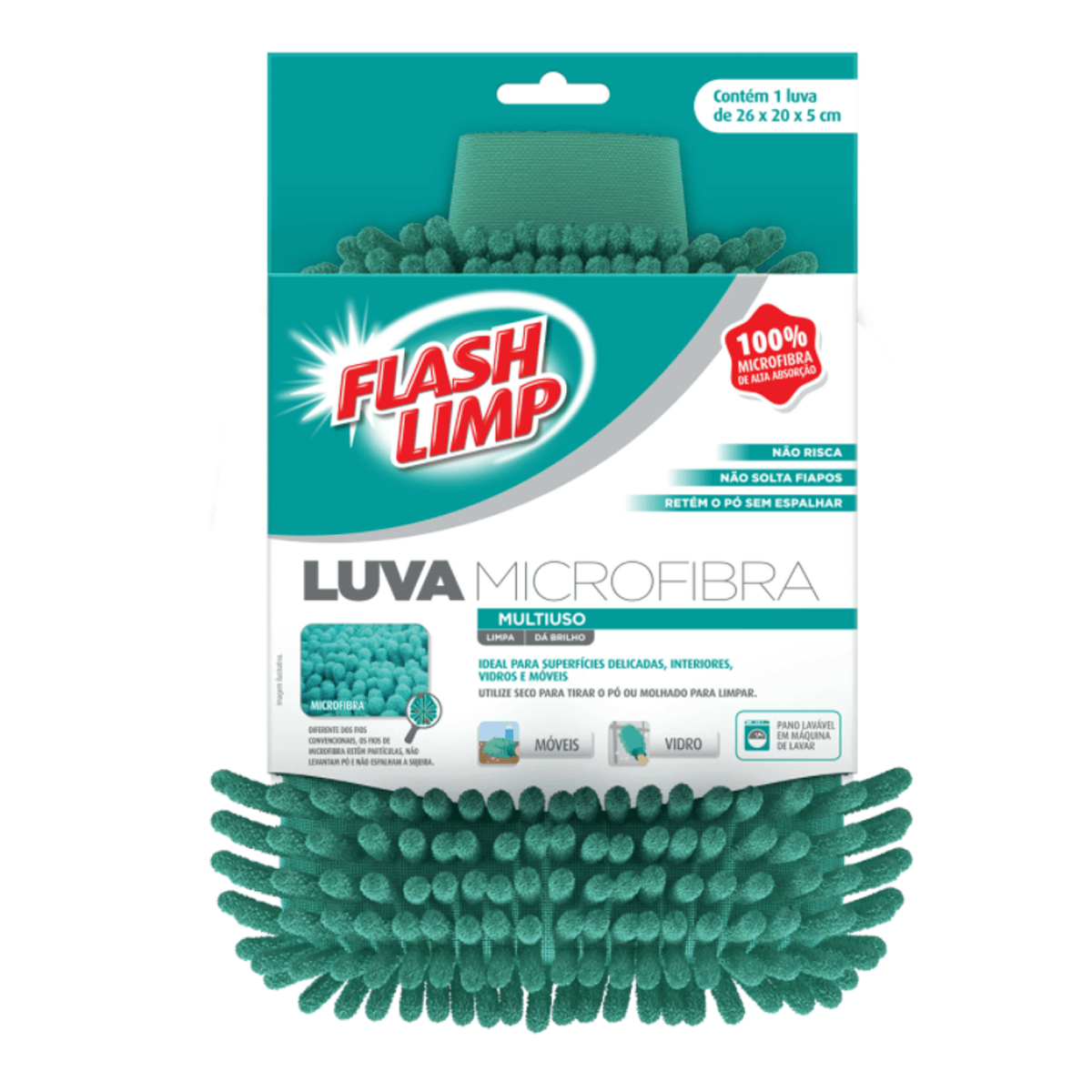 Luva de Microfibra Verde Flashlimp