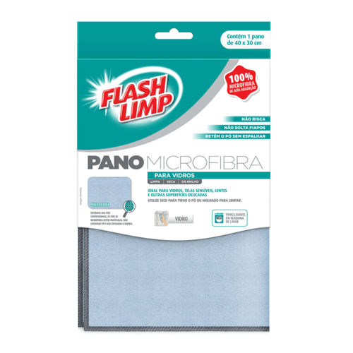 Pano Microfibra para Vidro 40x30 Flashlimp