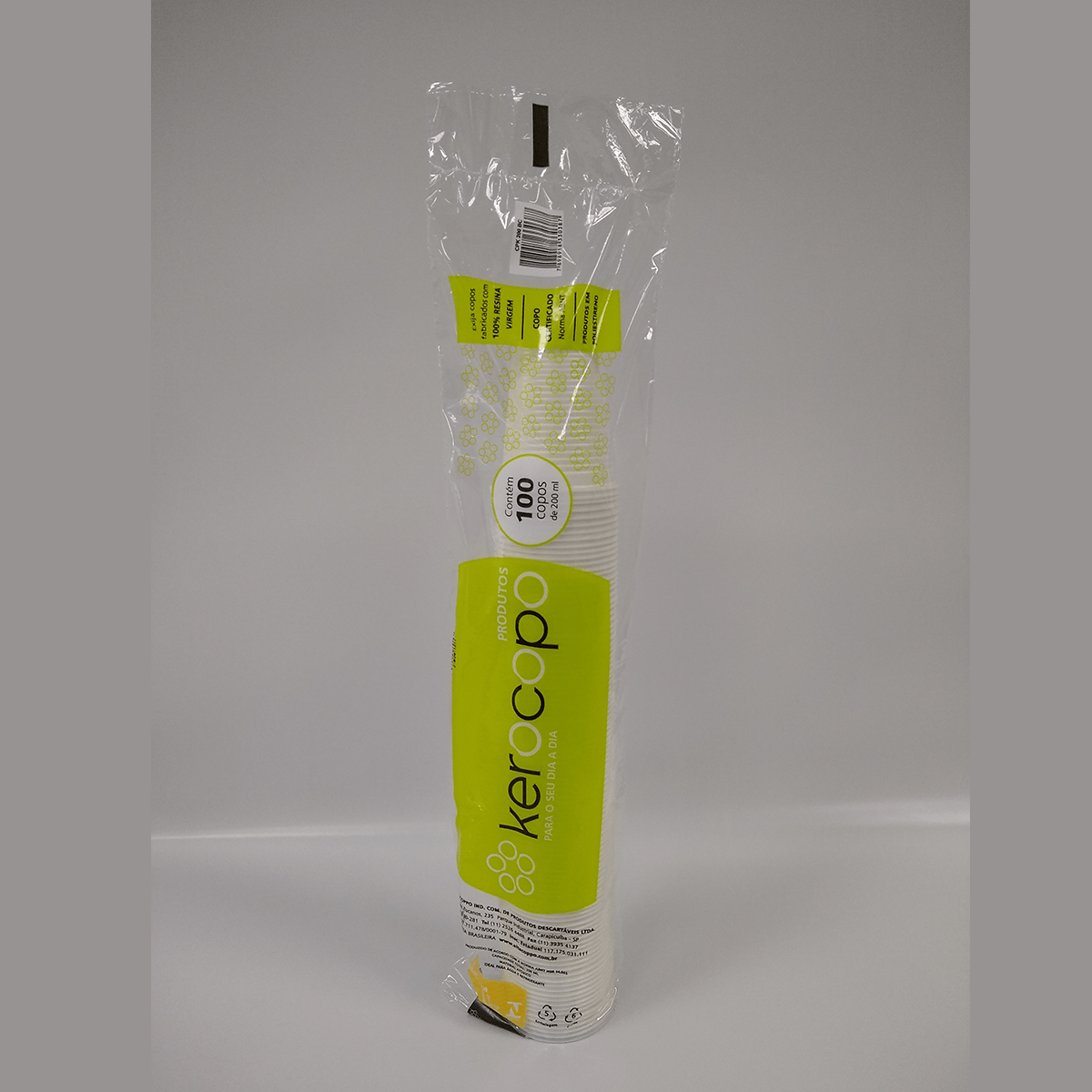 Copo Descartável Branco PS 100x200ml Kerocopo