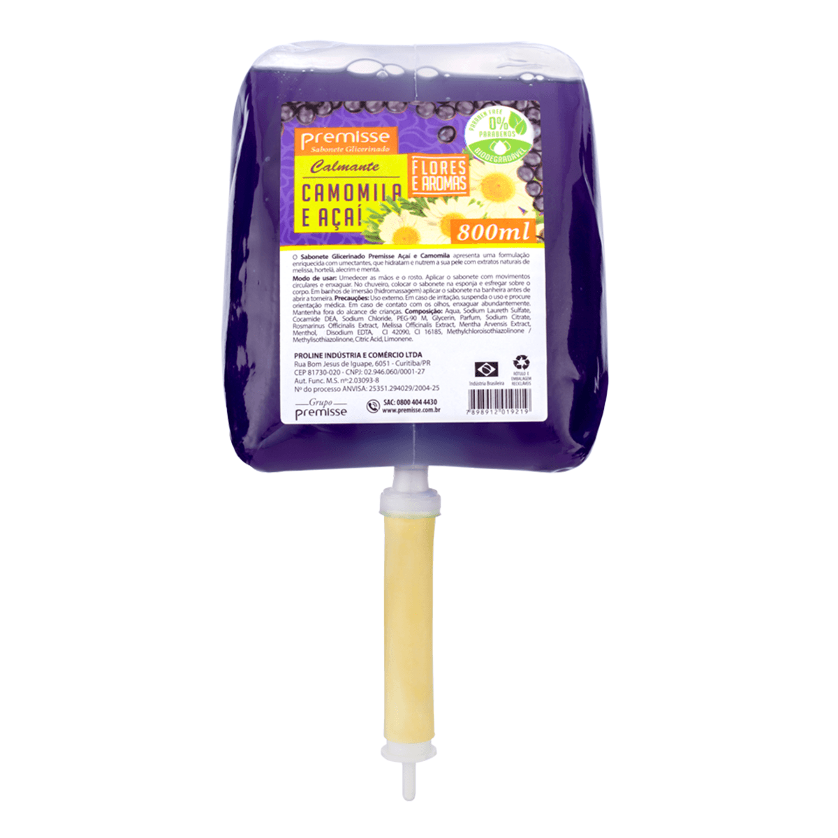 Sabonete Líquido Refil Açaí e Camomila 800ml Premisse