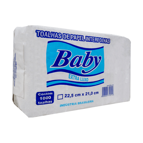 Papel Toalha Interfolha 2 Dobras Folha Simples Extra Luxo 1.000 folhas Baby