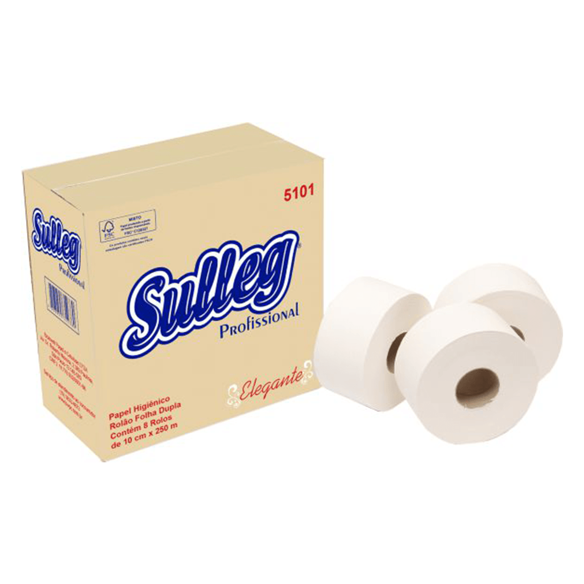 Papel Higiênico Rolão Folha Dupla Elegante 8x250m Sulleg