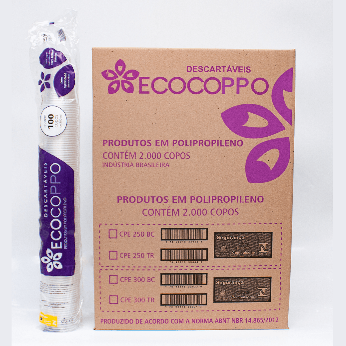 Copo Descartável Transparente PP 20x100x300ml Ecocoppo