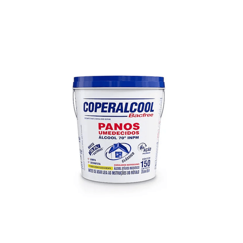 Lenço Umedecido Álcool 70° Balde com 150 lenços Coperalcool
