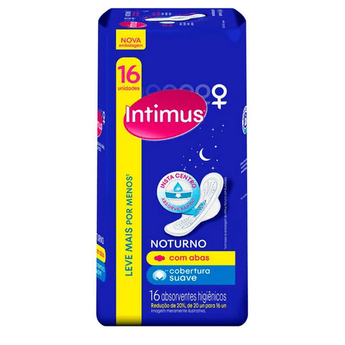 Absorvente Noturno Cobertura Suave com Abas com 16 unidades Intimus