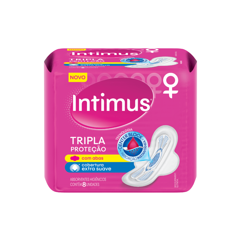 Absorvente Tripla Proteção Cobertura Suave Com Abas Com 8 Unidade Intimus Braslimpo 0054