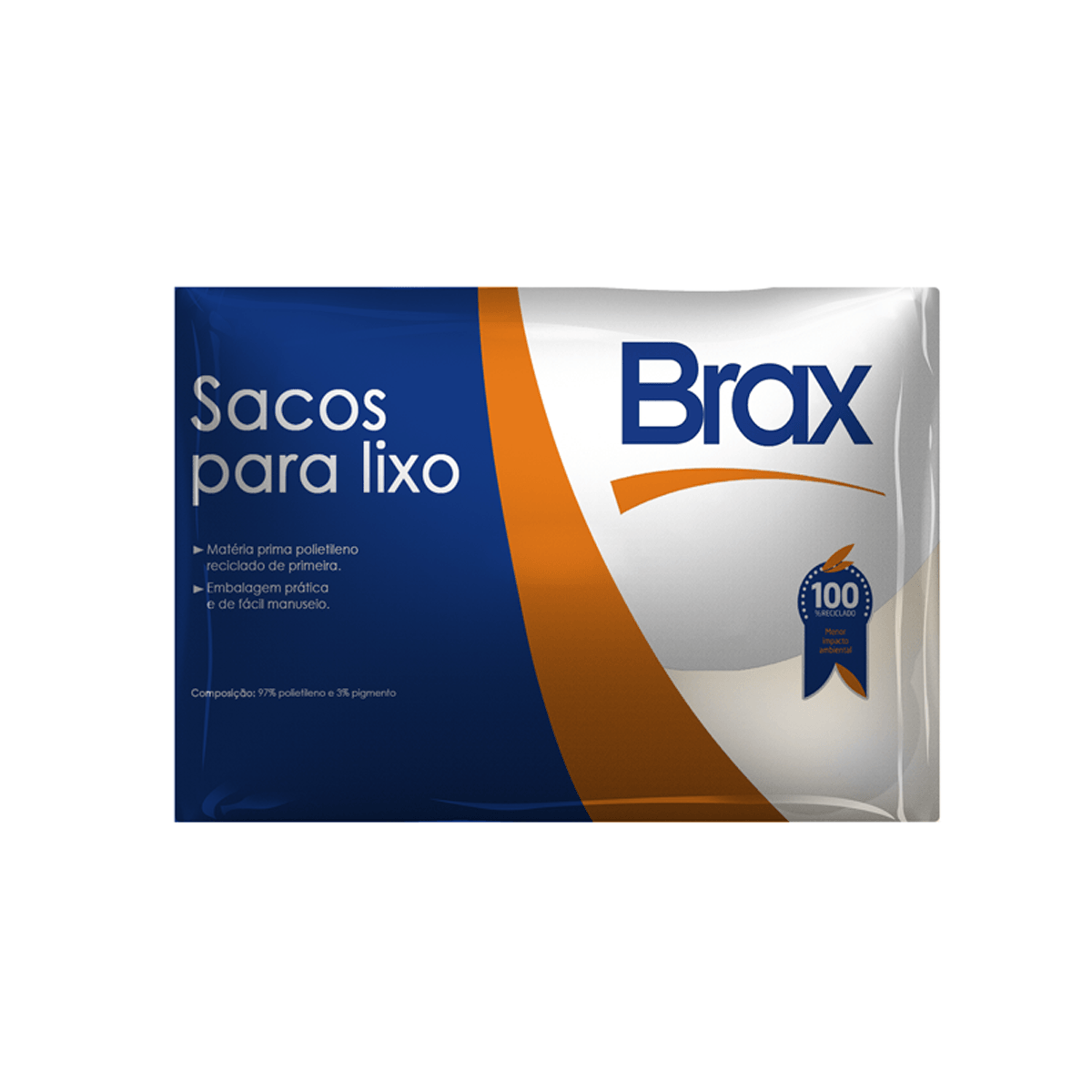 Saco para Lixo Transparente P4 100L com 100 unidades Brax