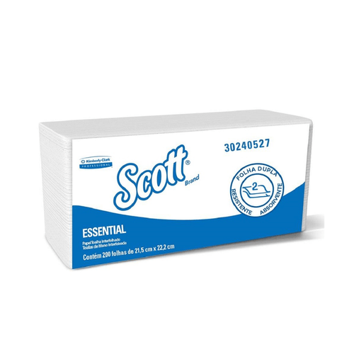 Papel Toalha Interfolha 2 Dobras Folha Dupla 21,5X22,2 com 200 Folhas Scott