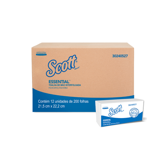 Papel Toalha Interfolha 2 Dobras Folha Dupla 21,5X22,2 com 2.400 Folhas Scott