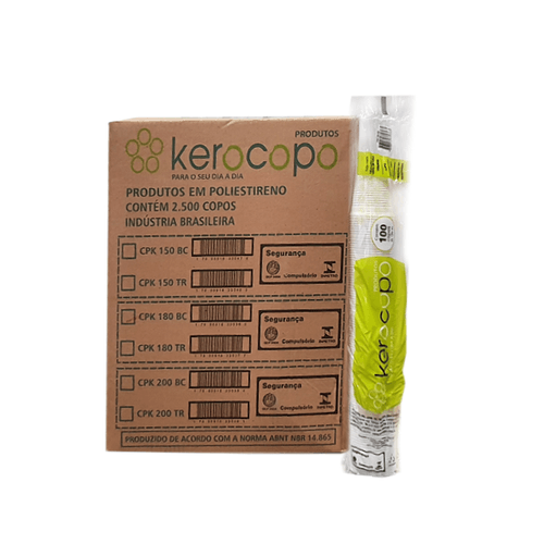 Copo Descartável Branco PS 25x100x180ml Kerocopo