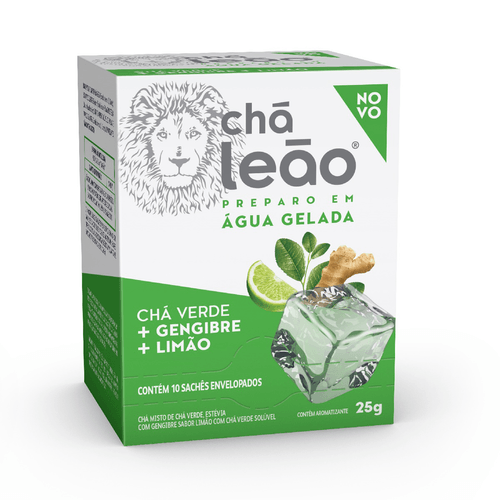 Chá Gelado Verde com Gengibre e Limão 10x2,5g Leão