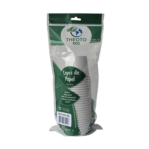 Copo de Papel Branco 100ml 15 Pacotes com 25 unidades Theoto