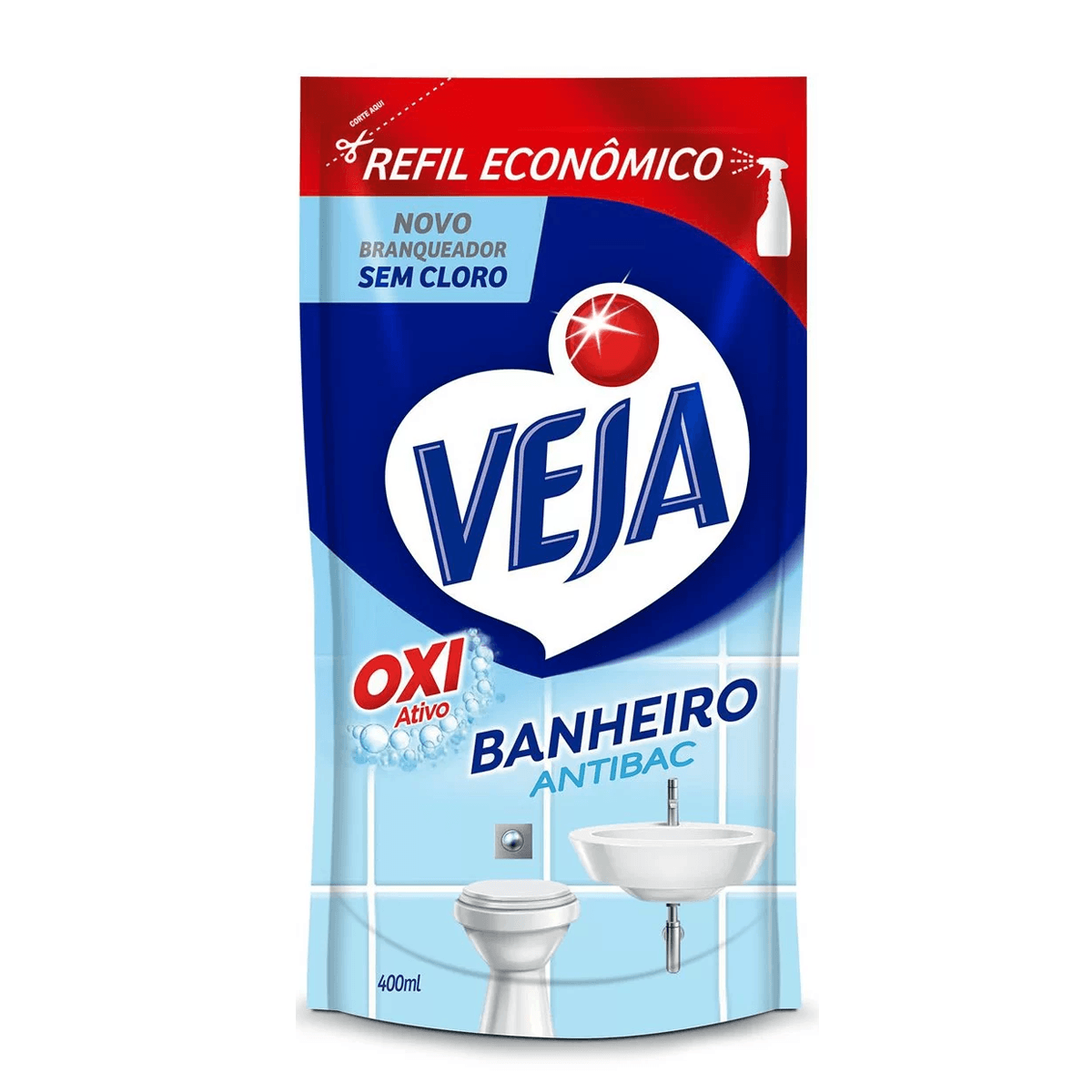 Limpador para Banheiro Antibac sem Cloro Refil 400ml Veja