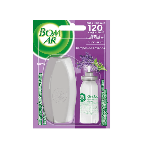 Odorizador Refil Click Spray com Aplicador Campos de Lavanda 12ml Bom Ar