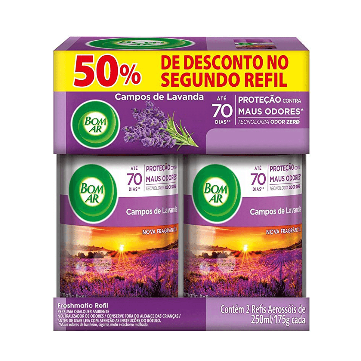 Odorizador Refil Campos de Lavanda Promocional 2 unidades de 250ml Freshmatic