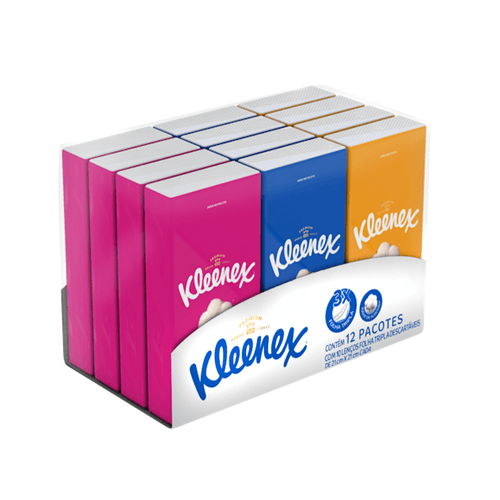 Lenço de Papel com 12 pacotes de 10 unidades 21x21 Kleenex