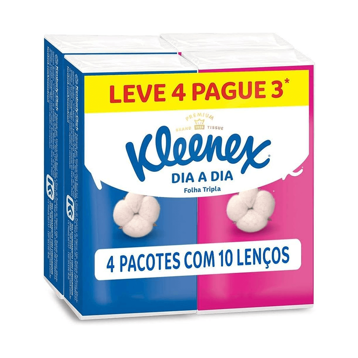 Lenço de Papel com 40 unidades Leve Mais Pague Menos 21x21 Kleenex