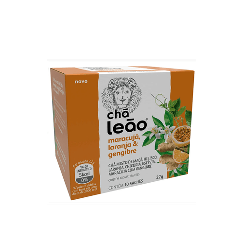 Chá de Frutas Maracujá, Laranja, Gengibre 10x2,2g Leão