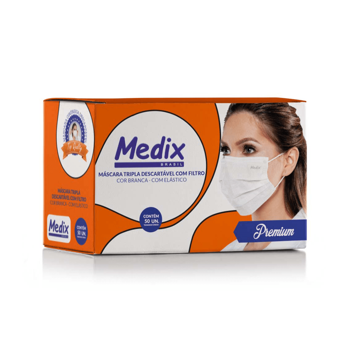 Máscara Descartável Tripla com Elástico Medix com 50un
