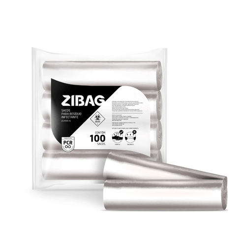 Saco para Lixo Econômico Branco Infectante 50L com 100 unidades Zibag