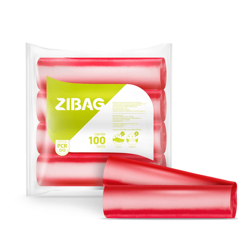 Saco para Lixo Econômico Vermelho 20L com 100 unidades Zibag