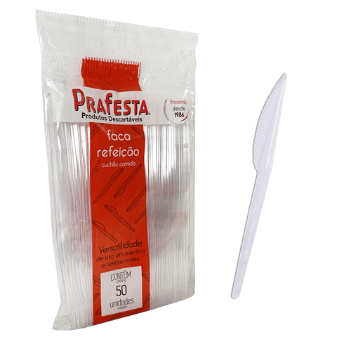 Faca Refeição Cristal 50 unidades Prafesta