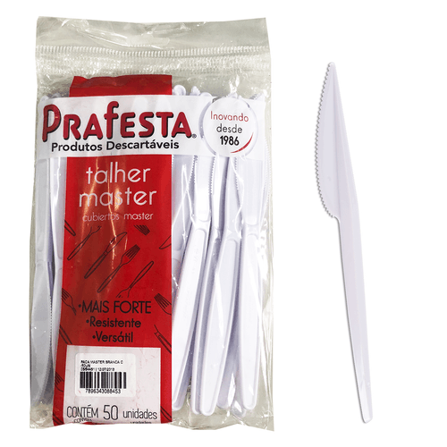 Faca Refeição Branco 1.000 unidades Prafesta