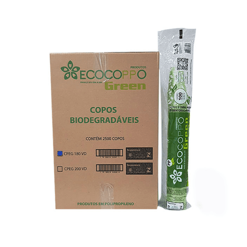Copo Descartável Biodegradável Green PP 25x100x180ml Ecocoppo