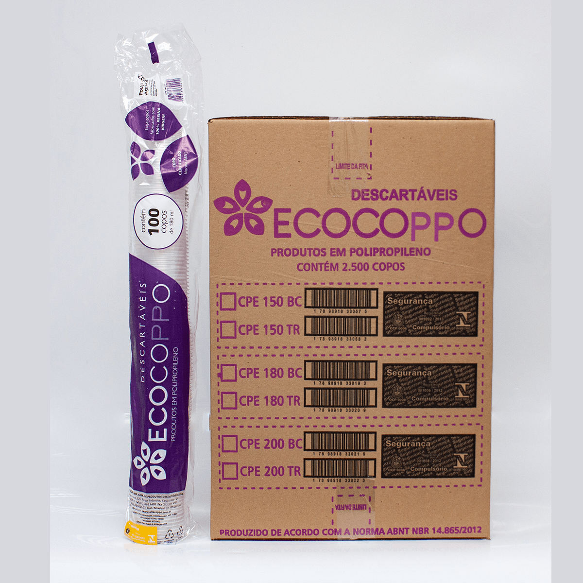 Copo Descartável Transparente PP 25x100x180ml Ecocoppo