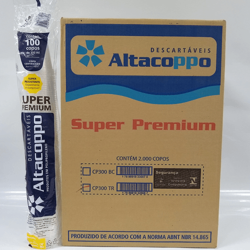 Copo Descartável Transparente Super Premium com Friso 20x100x300ml Altacoppo