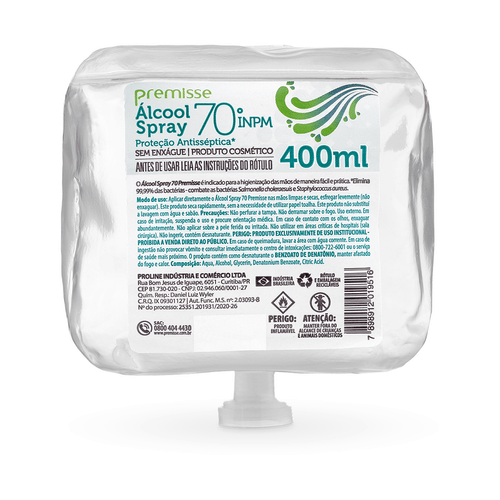Álcool Antisséptico Spray Refil 400ml Premisse
