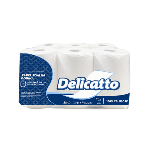 Papel Toalha Bobina Delicatto 6x200m