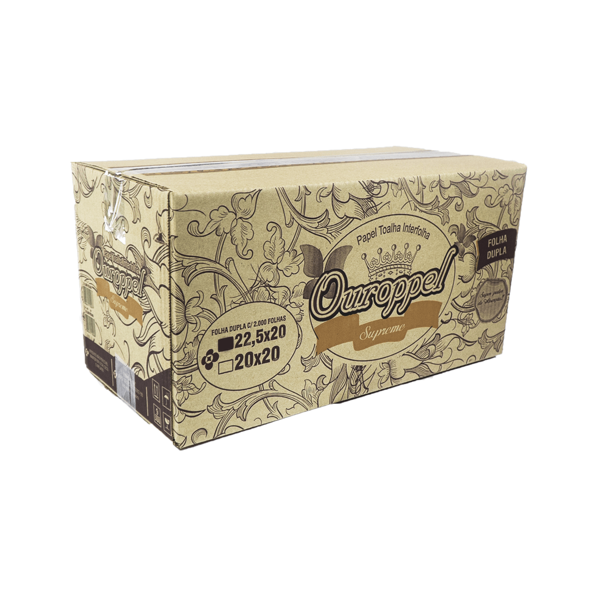 Papel Toalha Interfolha 2 Dobras Folha Dupla Supreme 2.000 folhas 22,5x20 Ouroppel