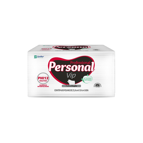 Papel Higiênico Interfolhado Folha Dupla PHI12 com 600un Personal Vip