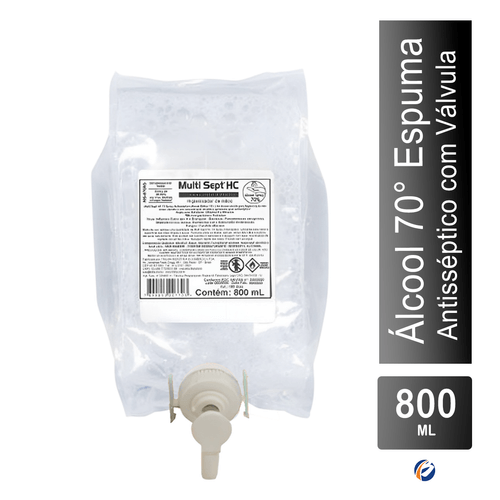 Álcool Espuma 70° Refil Antisséptico com Válvula 800ml Trilha