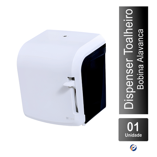 Dispenser Bobina Alavanca Branco e Preto Elisa