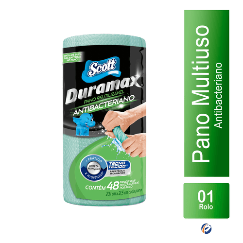 Pano Multiuso Antibacteriano 20,1x21,5 com 48 unidades Duramax Scott