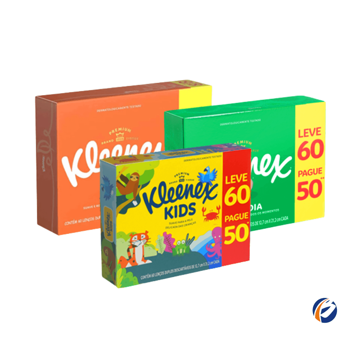 Lenço de Papel Misto Leve 60 Pague 50 12,7x21,2 Kleenex