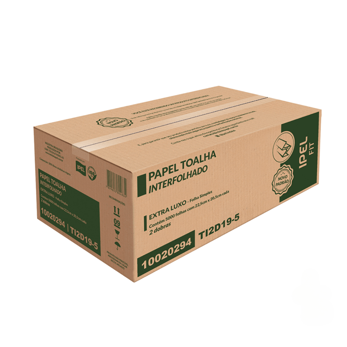 Papel Toalha Interfolha 2 Dobras Folha Simples Fit Extra Luxo 5.000 folhas Ipel