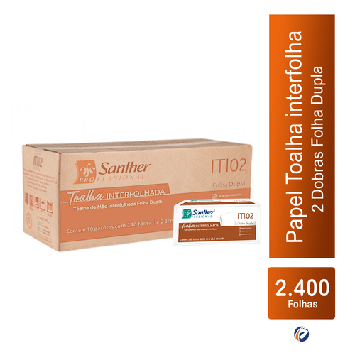 Papel Toalha Interfolha 2 Dobras Folha Dupla ITI02 2.400 folhas Inovatta