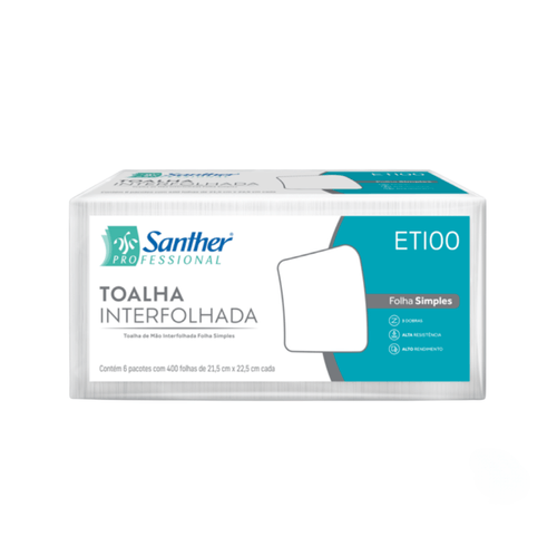 Papel Toalha Interfolha 3 Dobras Folha Simples Eco ETI00 com 2.400 folhas Inovatta
