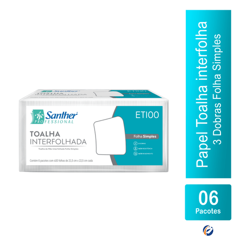 Papel Toalha Interfolha 3 Dobras Folha Simples Eco ETI00 com 2.400 folhas Inovatta