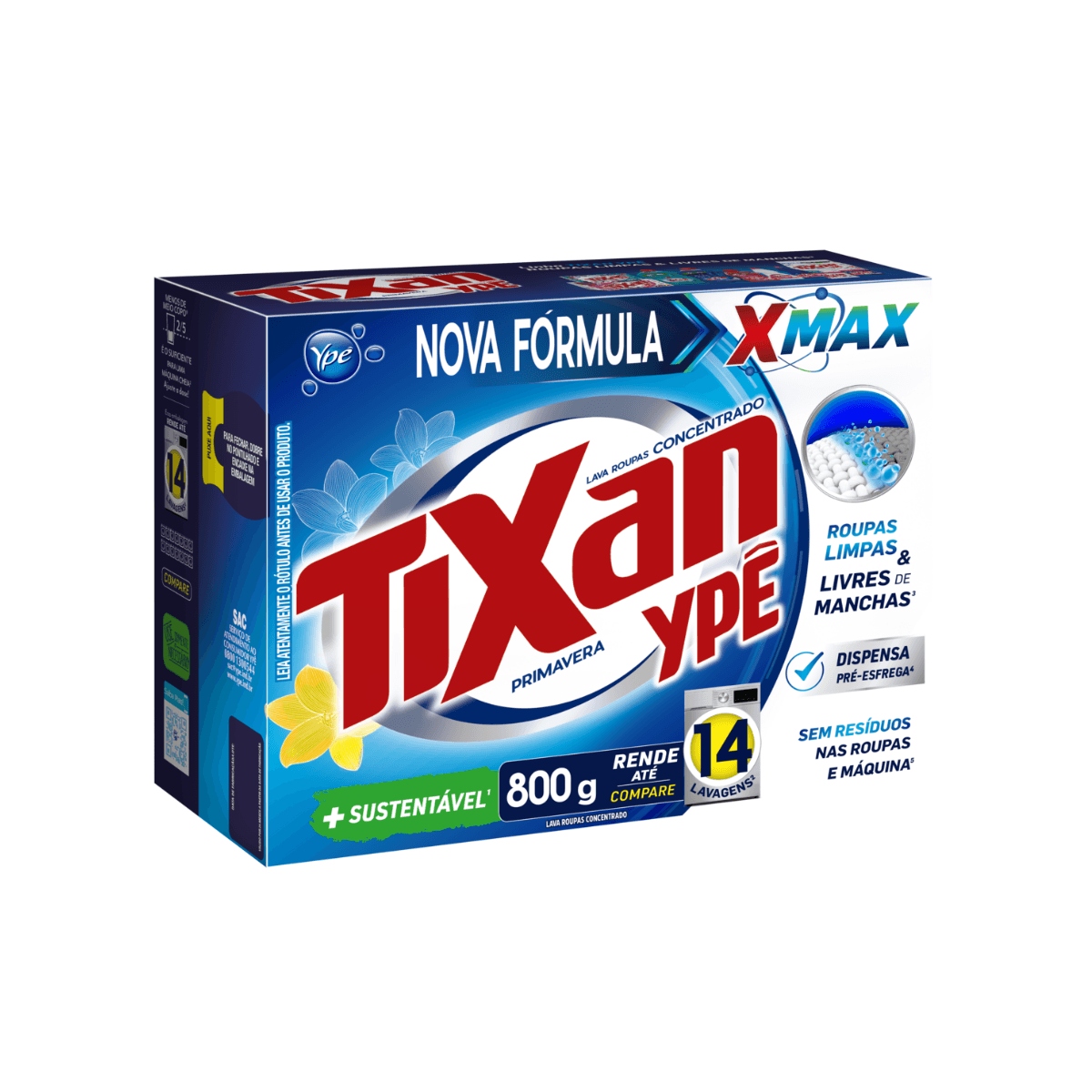 Lava Roupas em Pó Primavera Azul 800g Tixan Ypê